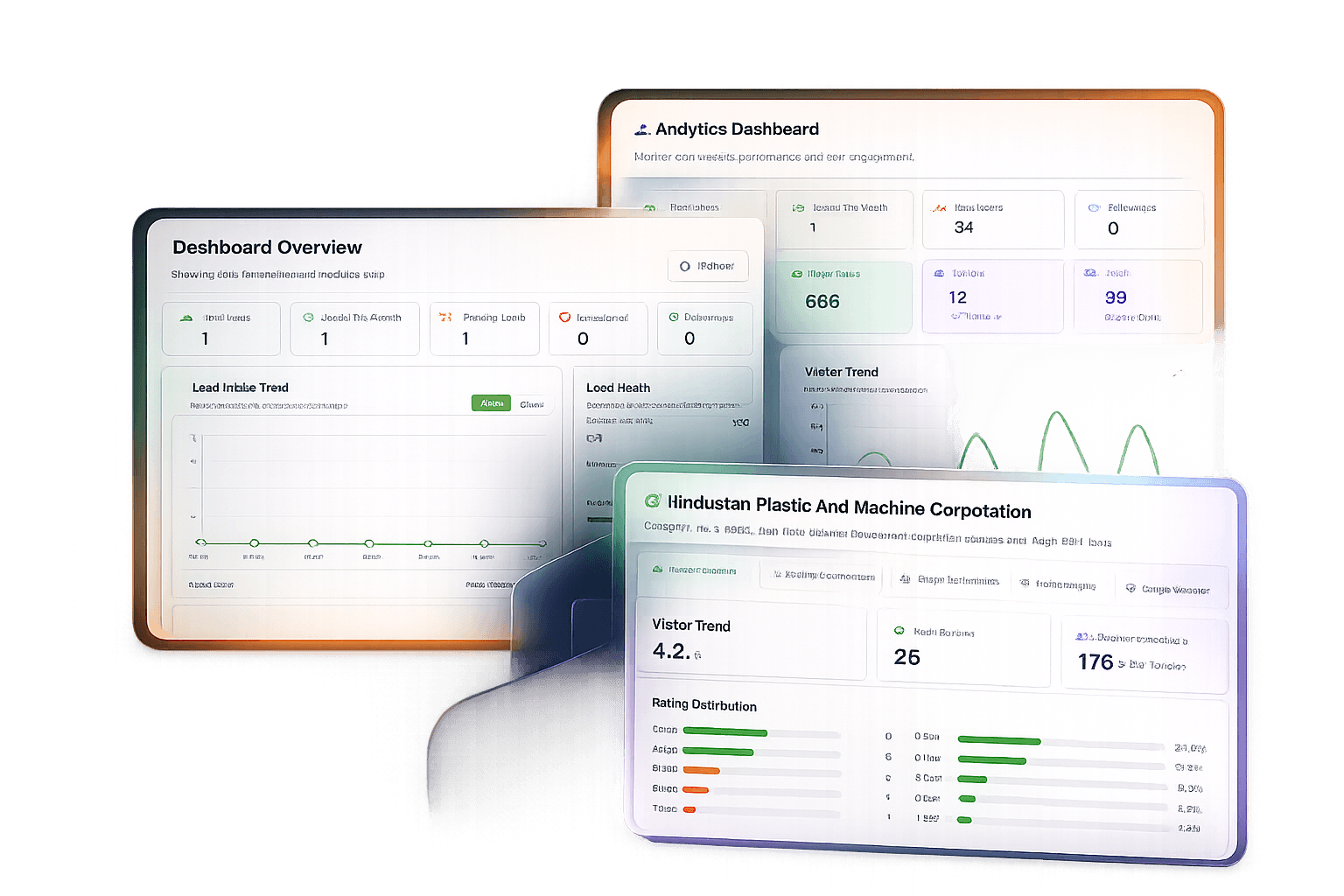 CRM lead management and business analytics dashboard